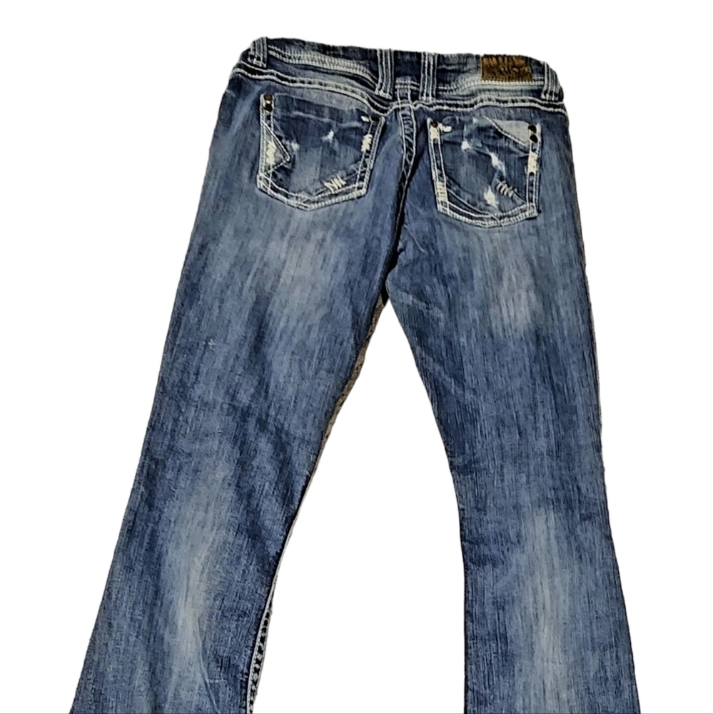 Bke Blue Jeans Distressed Y2K 90's Pants Bootcut Size 28 - Picture 8 of 12